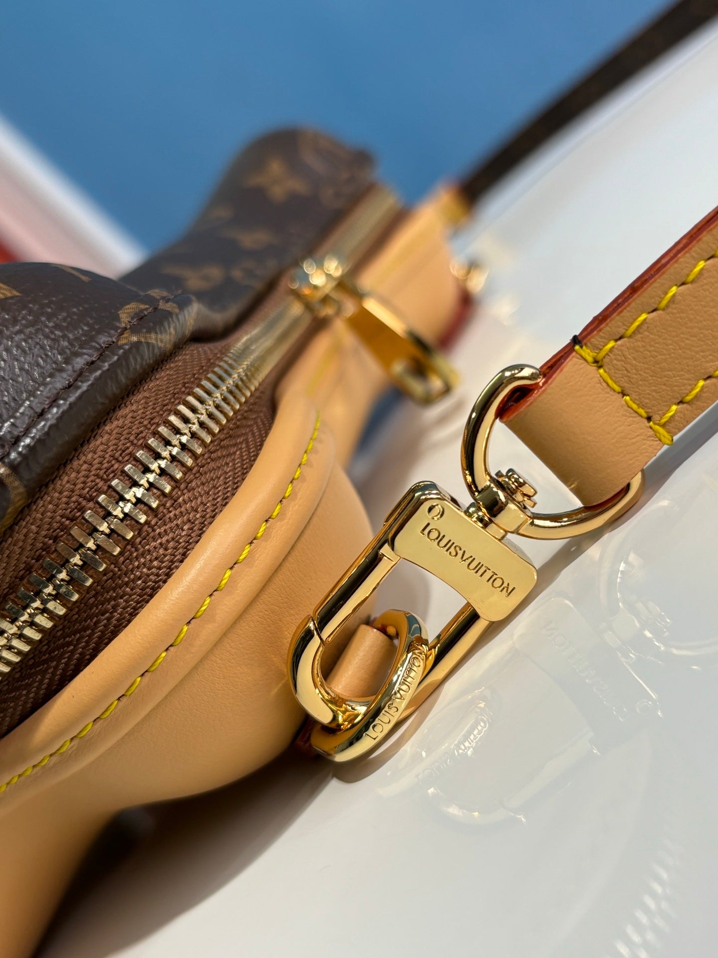 LV SS25 Bone Wearable Wallet 24cm Monogram coated canvas