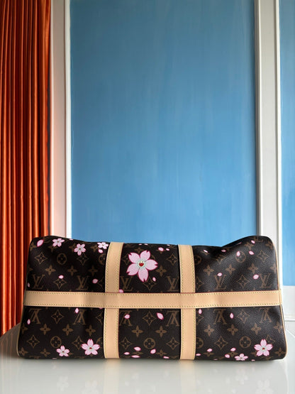 LV x TM Keepall Bandouli¨¨re 45cm Sakura Brown Monogram canvas
