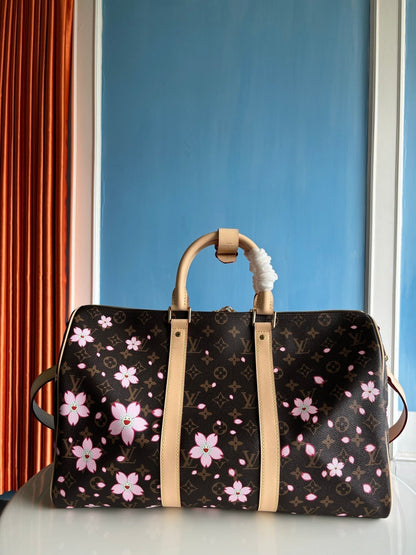 LV x TM Keepall Bandouli¨¨re 45cm Sakura Brown Monogram canvas