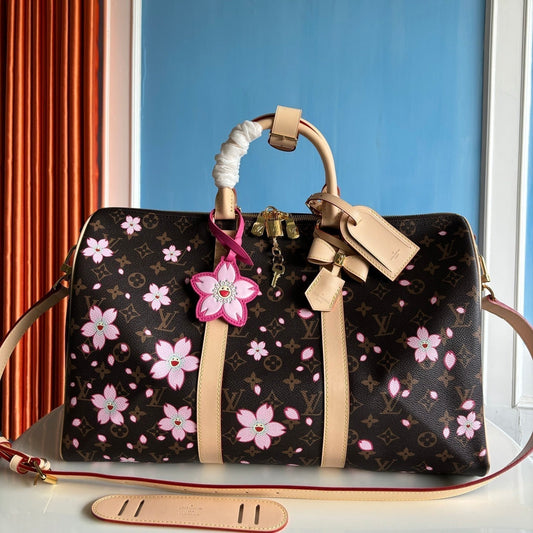 LV x TM Keepall Bandouli¨¨re 45cm Sakura Brown Monogram canvas
