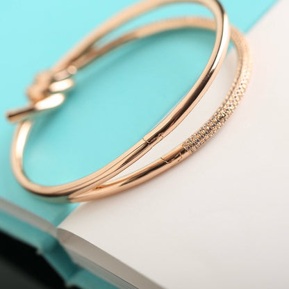 KNOT DOUBLE ROW PINK GOLD DIAMOND BRACELET