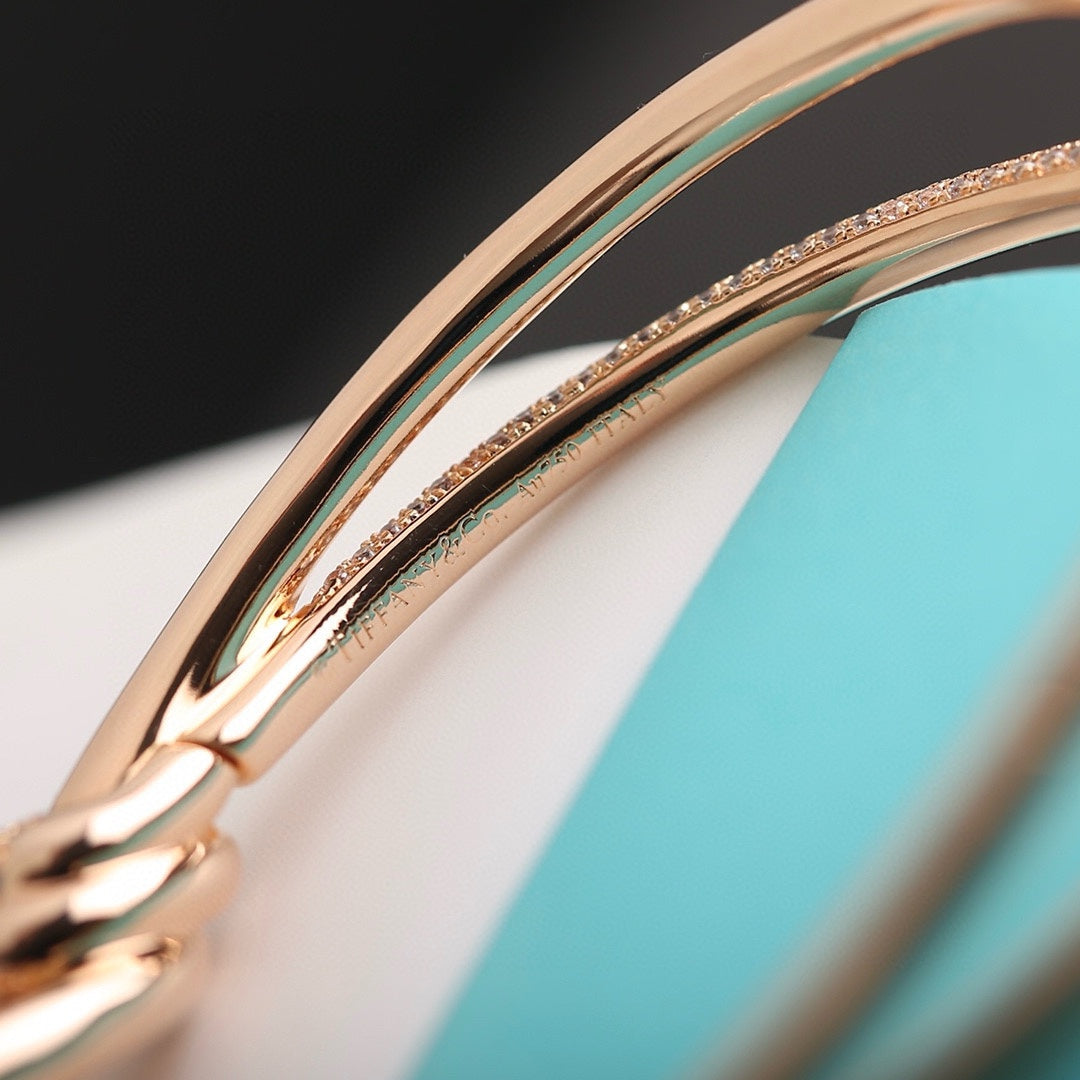 KNOT DOUBLE ROW PINK GOLD DIAMOND BRACELET