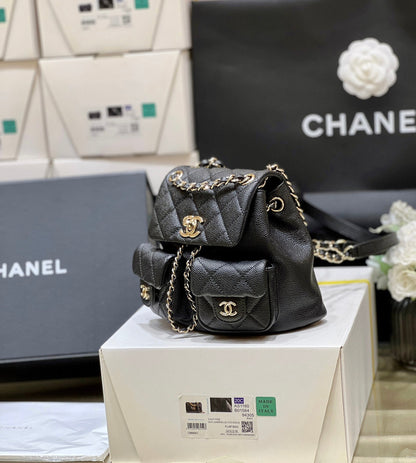 24a duma backpack black caviar leather light gold hardware