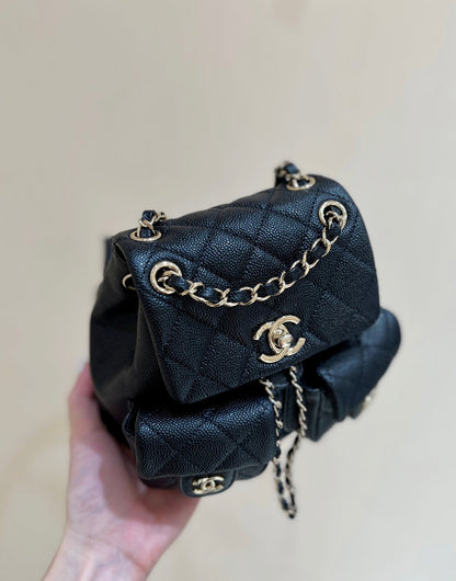 24a duma backpack black caviar leather light gold hardware