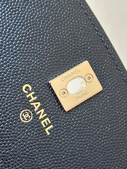 25C Mini Woc 18cm Black Grained Calfskin Gold Hardware