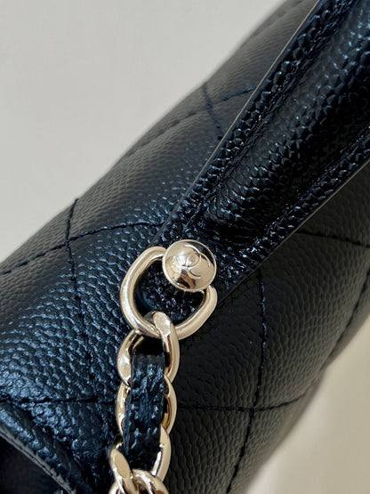 25C Mini Woc 18cm Black Grained Calfskin Gold Hardware