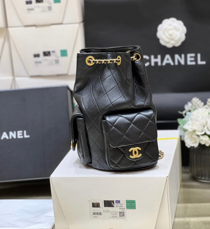 25C Backpack 18cm Black Calfsin Gold Hardware