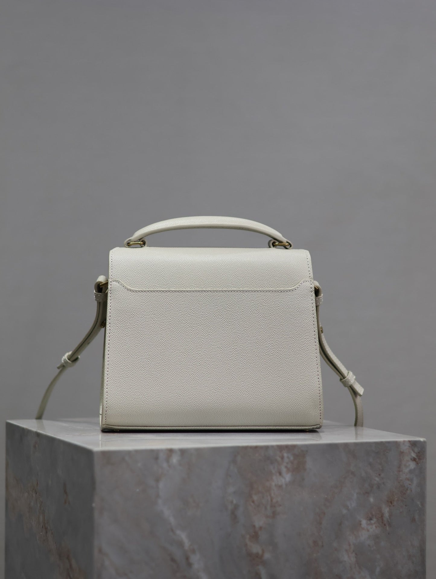 CASSANDRA MINI TOP HANDLE BAG 20 IN WHITE CALFSKIN GOLD HARDWARE