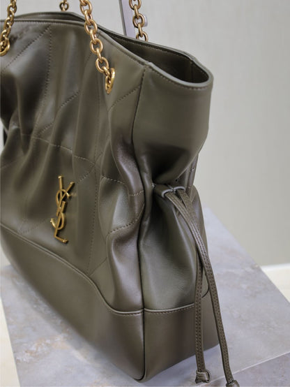 JAMIE LARGE POCHON 34 IN UNIFORM GREEN LAMBSKIN COPPER HARDWARE