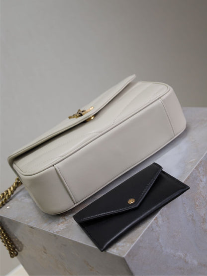 LOULOU SMALL 24 IN WHITE SHEEPSKIN GOLD HARDWARE