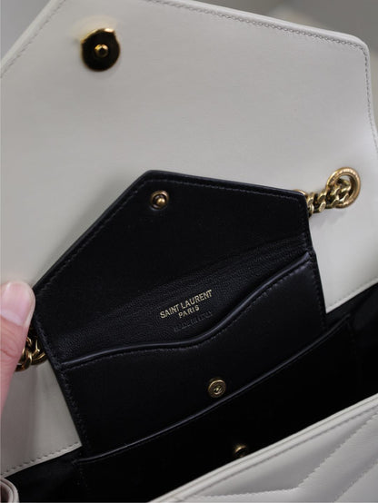 LOULOU SMALL 24 IN WHITE SHEEPSKIN GOLD HARDWARE