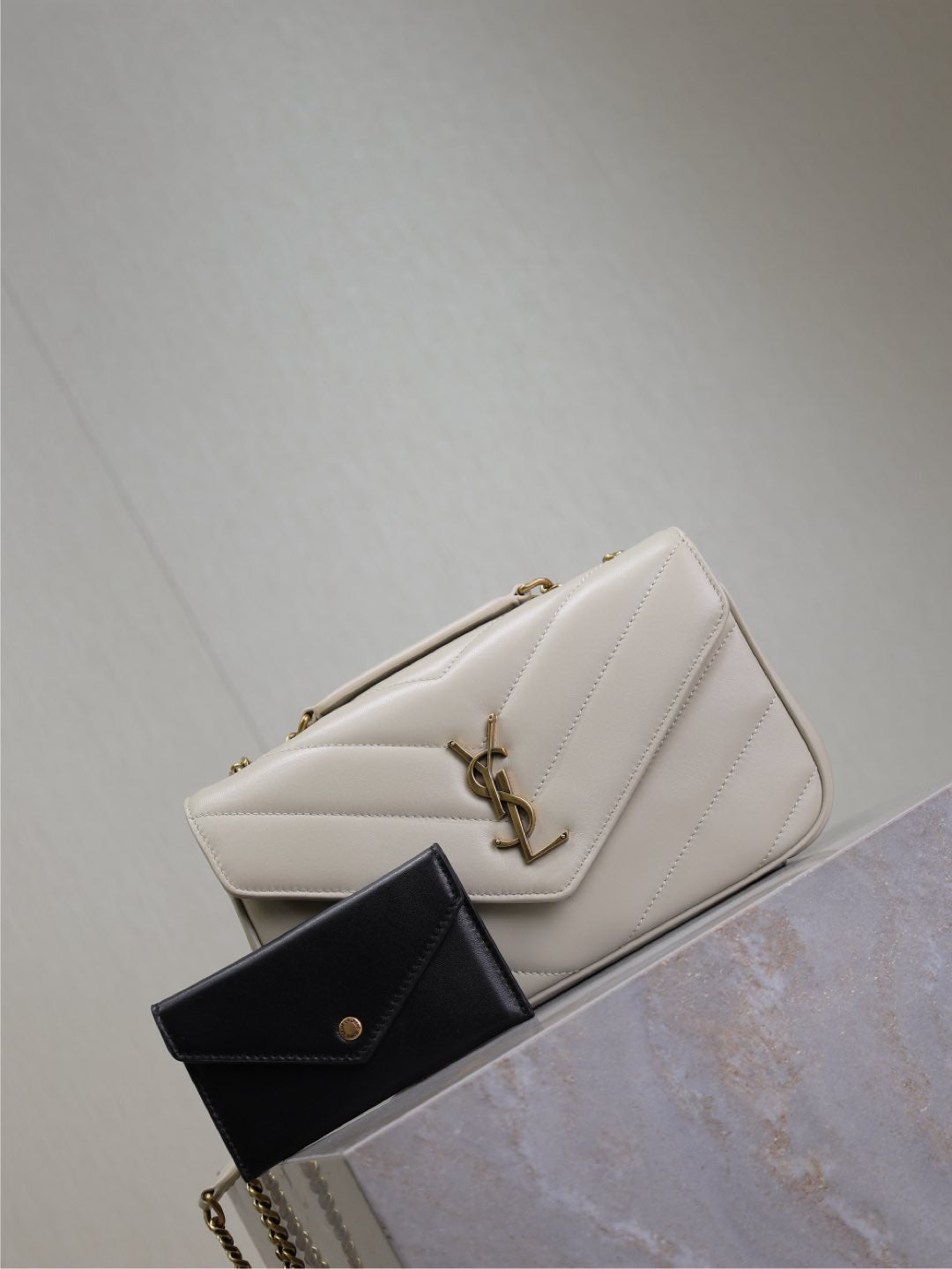 LOULOU SMALL 24 IN WHITE SHEEPSKIN GOLD HARDWARE