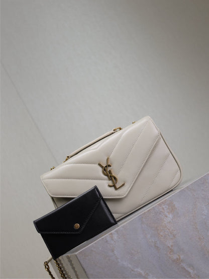 LOULOU SMALL 24 IN WHITE SHEEPSKIN GOLD HARDWARE