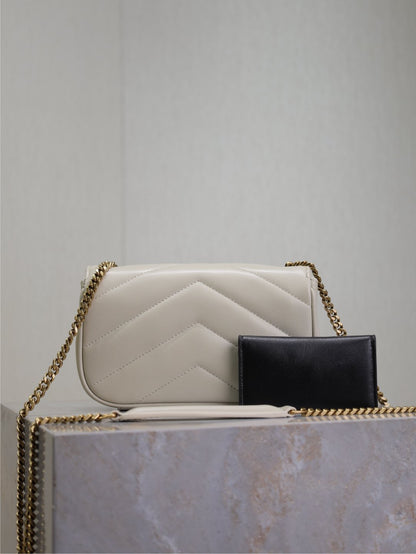 LOULOU MINI 20 IN WHITE SHEEPSKIN GOLD HARDWARE