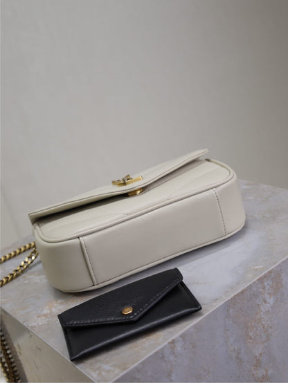 LOULOU MINI 20 IN WHITE SHEEPSKIN GOLD HARDWARE