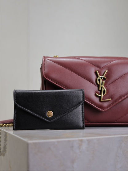 LOULOU MINI 20 IN BURGUNDY RED SHEEPSKIN GOLD HARDWARE