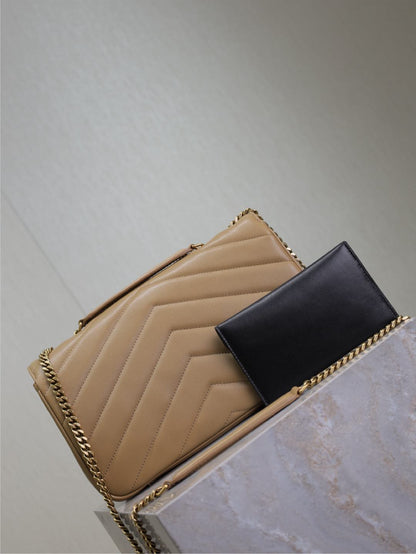 LOULOU MEDIUM 29 IN MILK TEA SHEEPSKIN GOLD HARDWARE