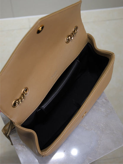 LOULOU MEDIUM 29 IN MILK TEA SHEEPSKIN GOLD HARDWARE