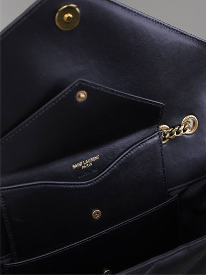LOULOU MEDIUM 29 IN BLACK SHEEPSKIN GOLD HARDWARE