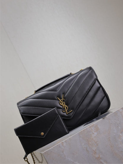LOULOU MEDIUM 29 IN BLACK SHEEPSKIN GOLD HARDWARE