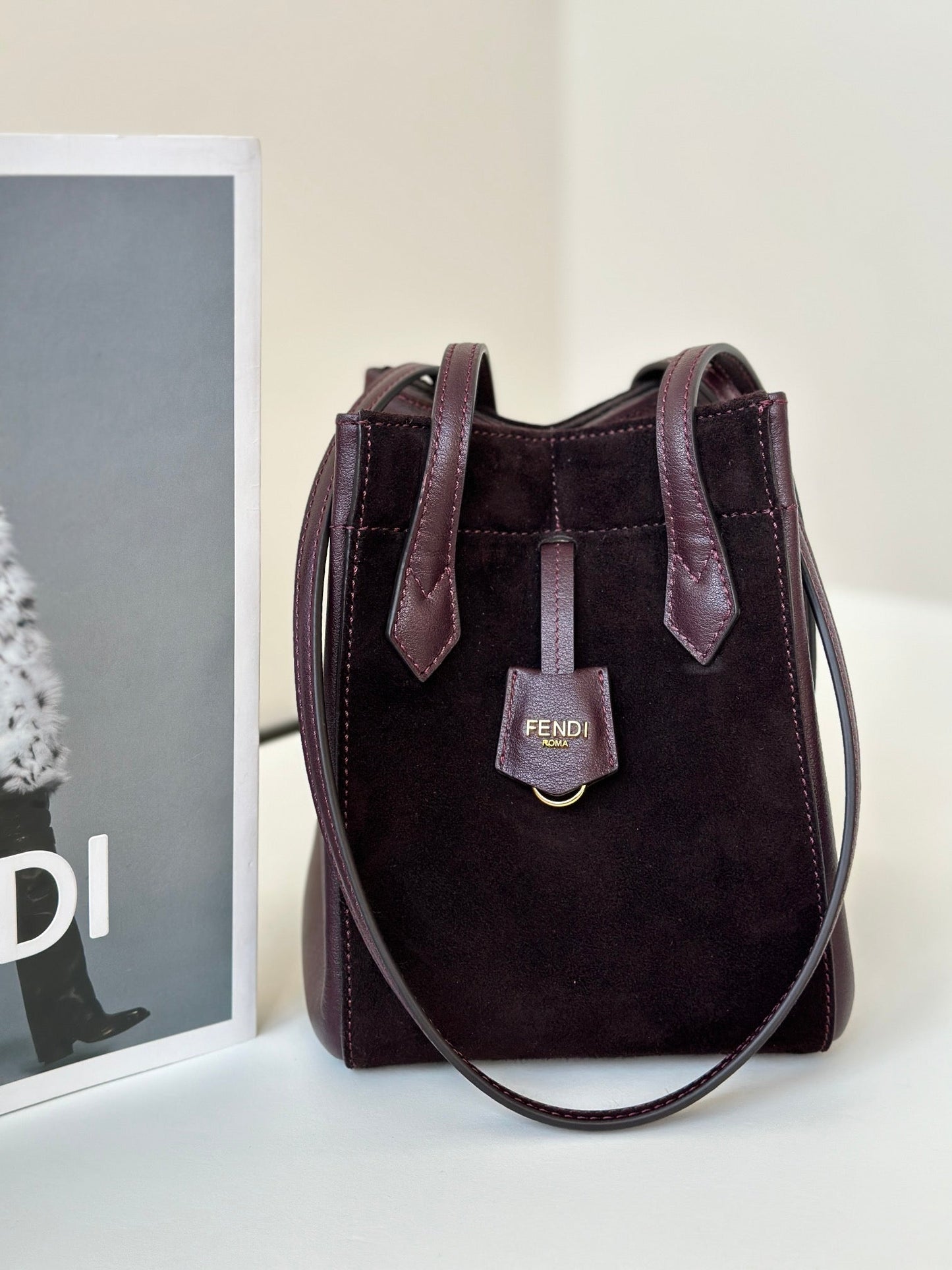 ORIGAMI MINI 19 IN WINE RED LAMBSKIN AND SUEDE