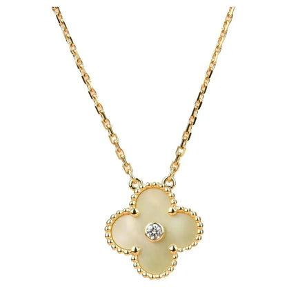 DIANA CLOVER 15MM DIAMOND GOLD MOTHER OF PEARL NECKLACE