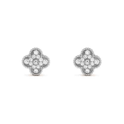 DIANA CLOVER 1 MOTIFS DIAMOND STUD EARRINGS SILVER