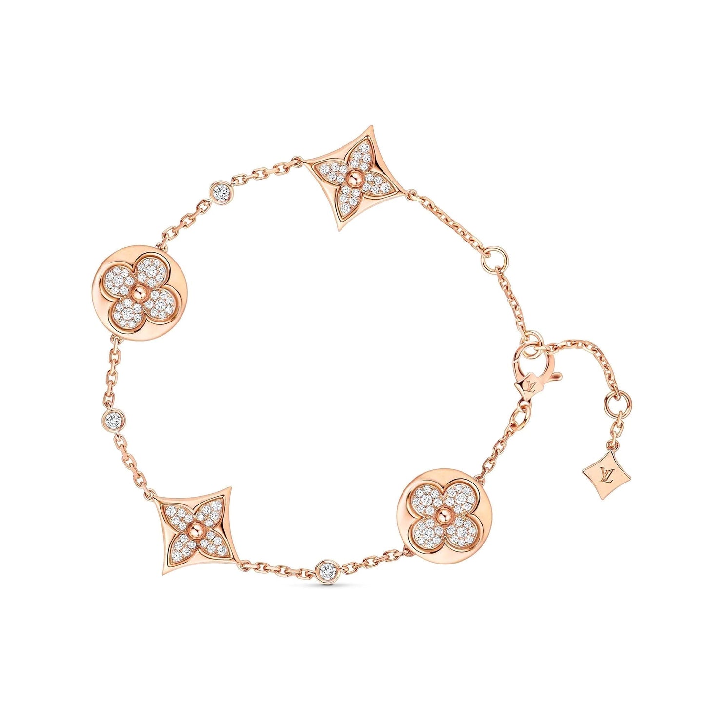 DIANA STAR AND SUN 4 MOTIFS GOLD DIAMONDS BRACELET
