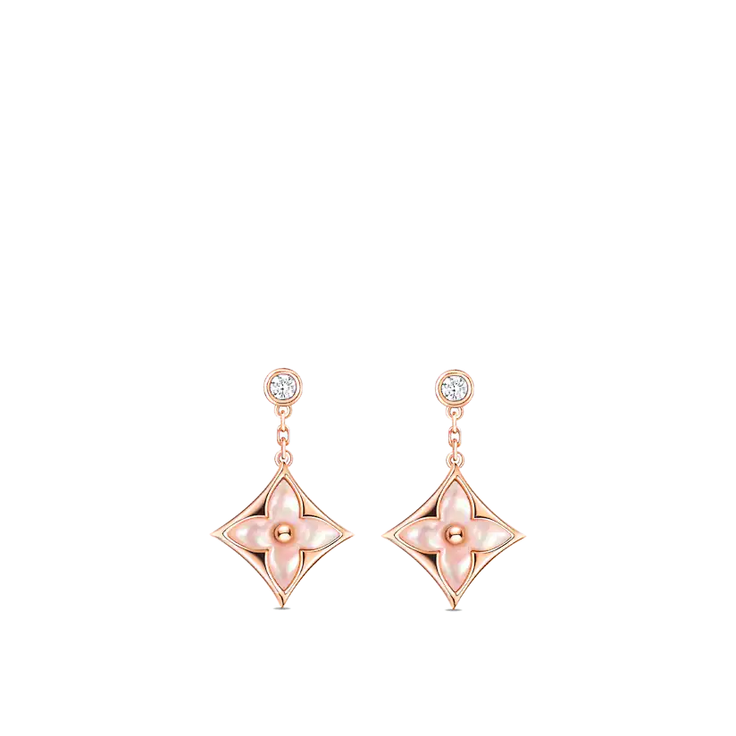 DIANA DOUBLE STAR PINK GOLD MOP DROP EARRINGS