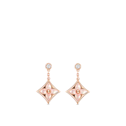 DIANA DOUBLE STAR PINK GOLD MOP DROP EARRINGS