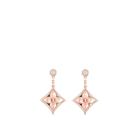 DIANA DOUBLE STAR PINK GOLD MOP DROP EARRINGS