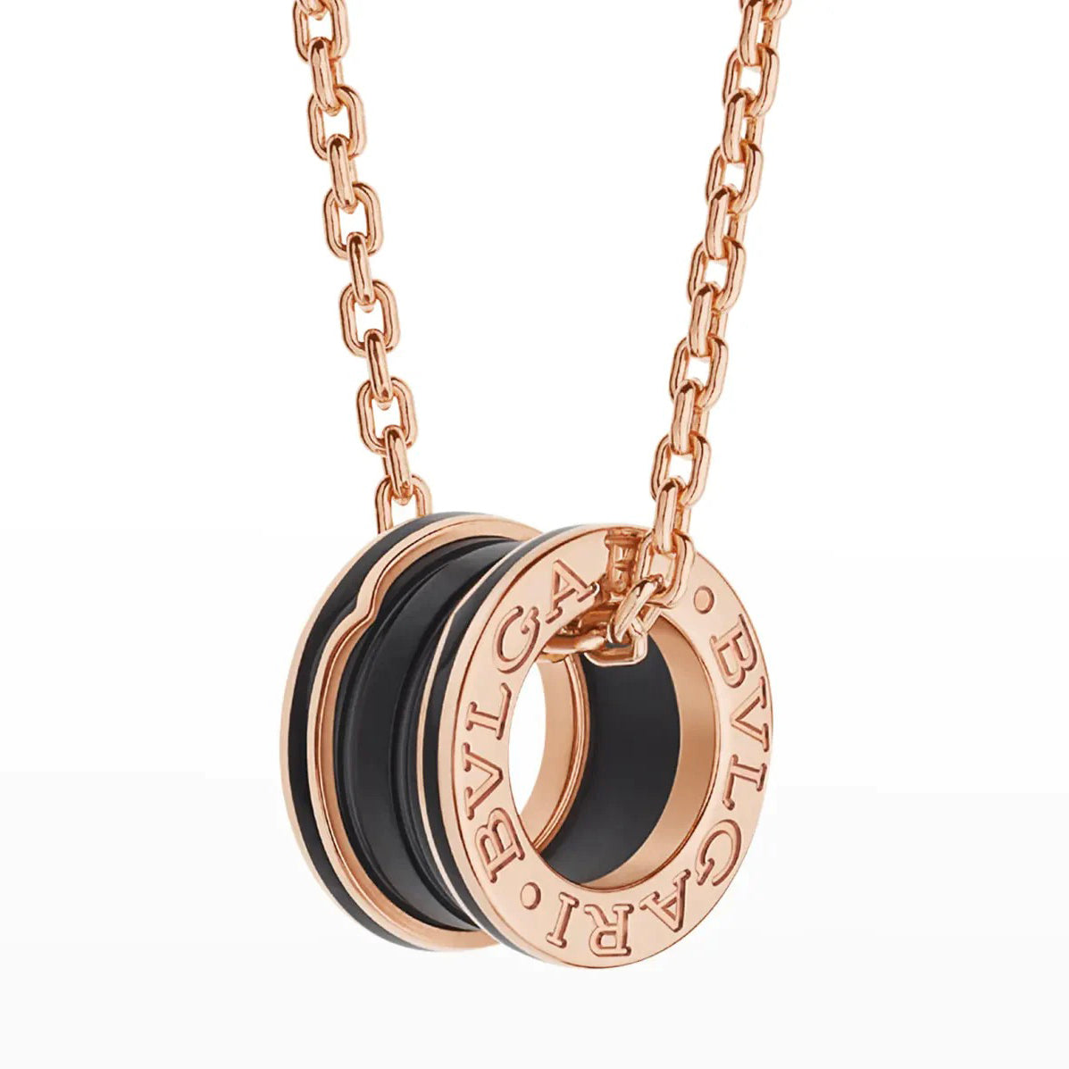 DIANA ZERO 1 BLACK CERAMIC PINK GOLD NECKLACE