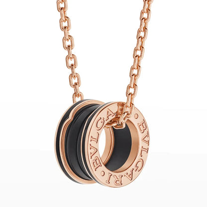 DIANA ZERO 1 BLACK CERAMIC PINK GOLD NECKLACE