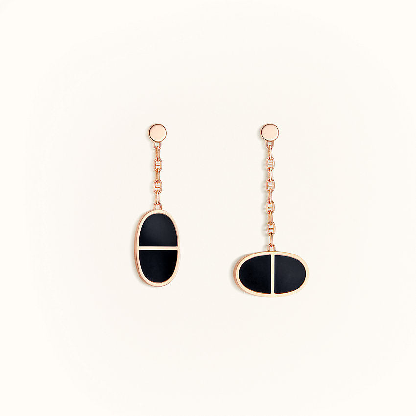 DIANA CHAINE VERSO BLACK CERAMIC EARRINGS