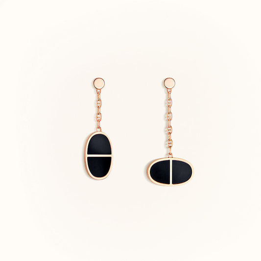 DIANA CHAINE VERSO BLACK CERAMIC EARRINGS