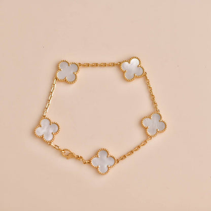 DIANA CLOVER  5 MOTIF WHITE MOP BRACELET