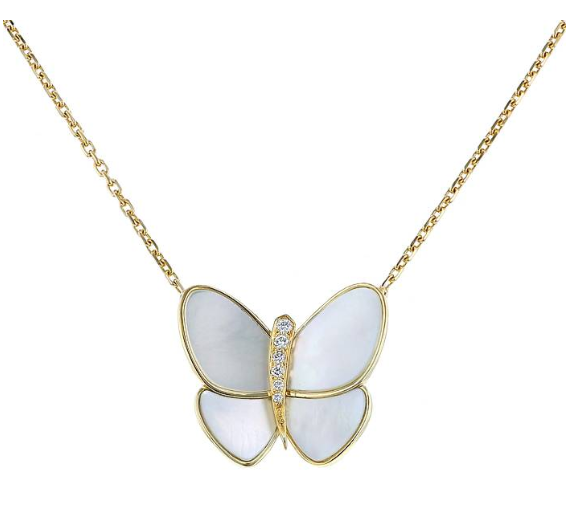 DIANA BUTTERFLY GOLD MOP DIAMOND NECKLACE