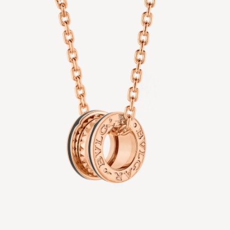 DIANA ZERO 1 ROCK PEDANT PINK GOLD BLACK NECKLACE