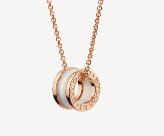DIANA ZERO 1 WHITE CERAMIC PINK GOLD NECKLACE