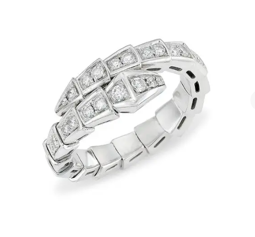 DIANA SERPENTI RING SILVER DIAMOND PAVED 4MM