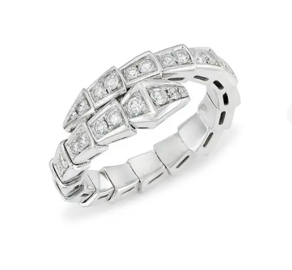 DIANA SERPENTI RING SILVER DIAMOND PAVED 4MM