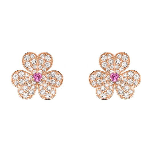 DIANA FRIVOLE PINK GOLD FLOWER DIAMOND EARRINGS