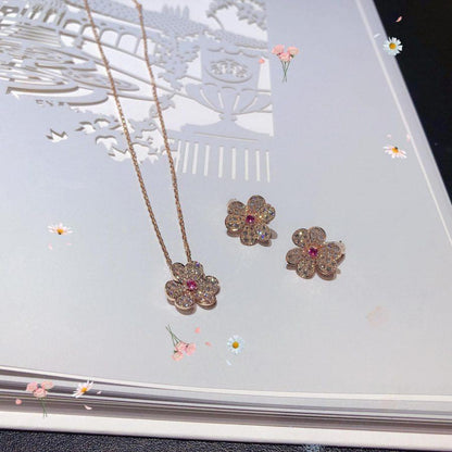 DIANA FRIVOLE ROSE GOLD FLOWER DIAMOND NECKLACE