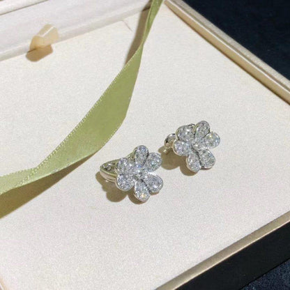 DIANA FRIVOLE SILVER FLOWER DIAMOND EARRINGS