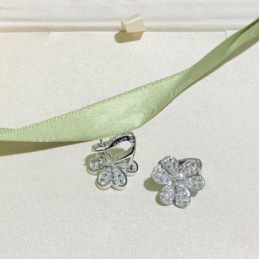 DIANA FRIVOLE SILVER FLOWER DIAMOND EARRINGS
