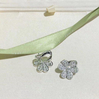 DIANA FRIVOLE SILVER FLOWER DIAMOND EARRINGS