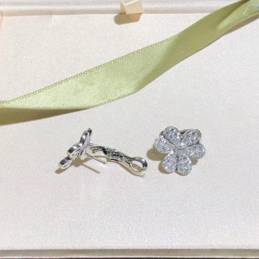 DIANA FRIVOLE SILVER FLOWER DIAMOND EARRINGS