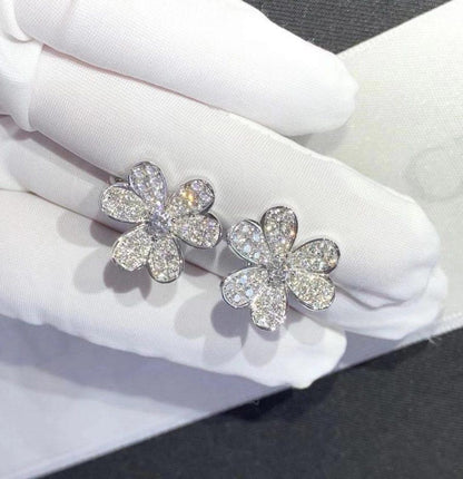 DIANA FRIVOLE SILVER FLOWER DIAMOND EARRINGS