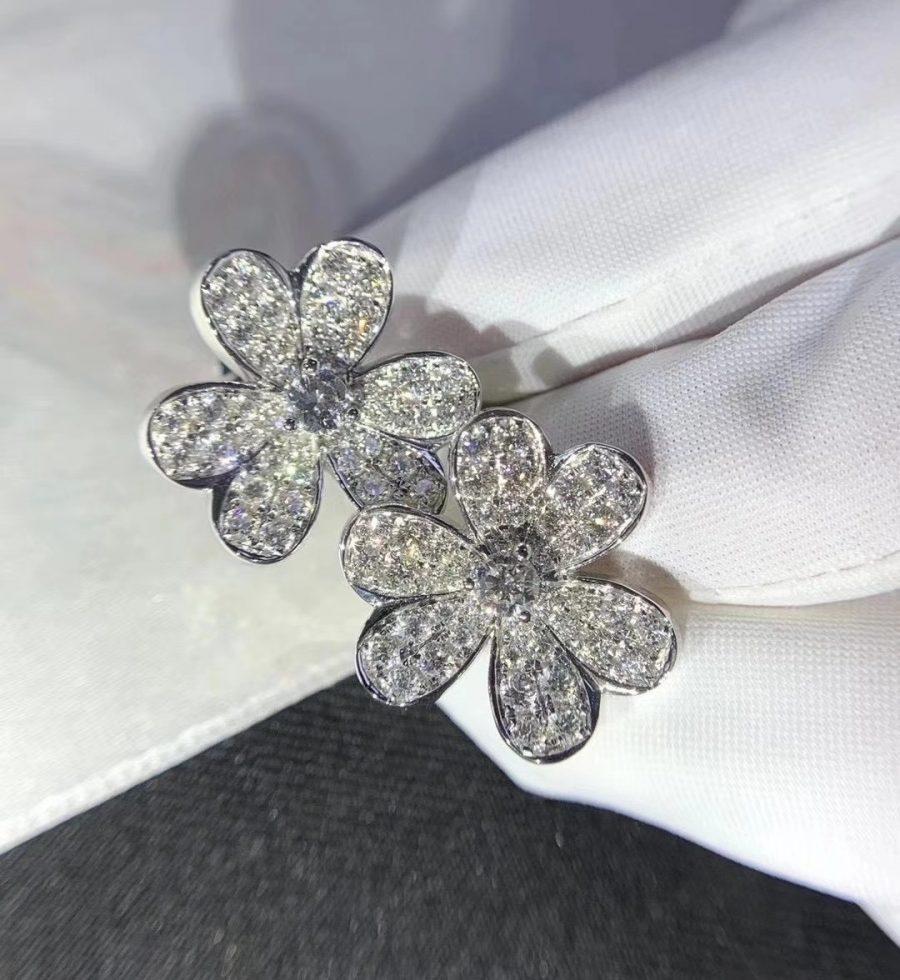 DIANA FRIVOLE SILVER FLOWER DIAMOND EARRINGS
