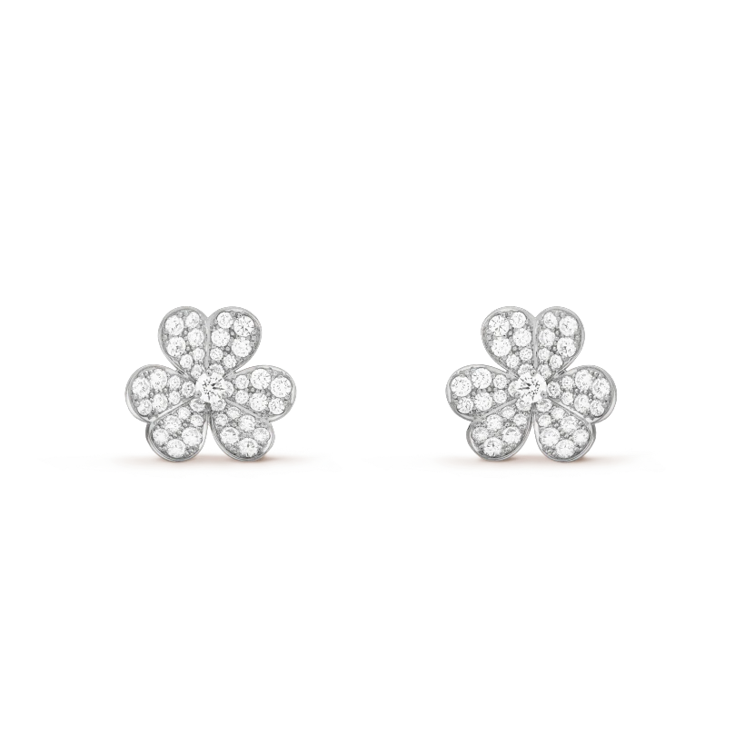 DIANA FRIVOLE SILVER FLOWER DIAMOND EARRINGS